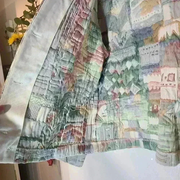 Vintage Orvis Quilted Jacket Tapestry Buttons Sz L - Picture 5 of 9